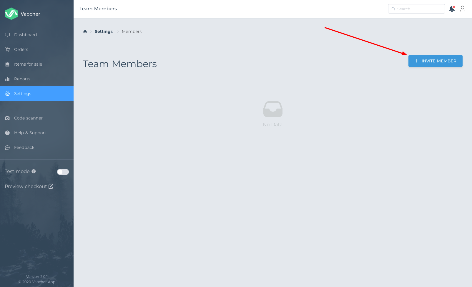 How to invite team member in VaocherApp