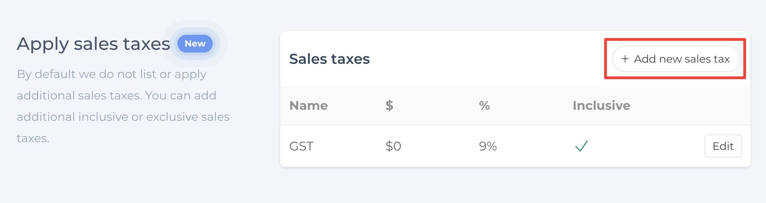 Adding Multiple Sales Taxes