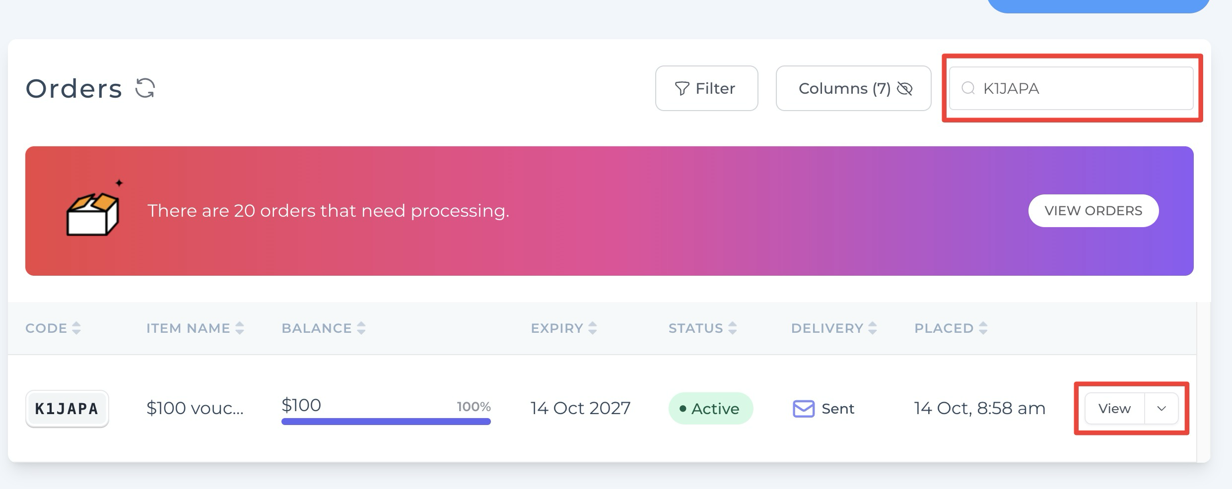 Order View Details