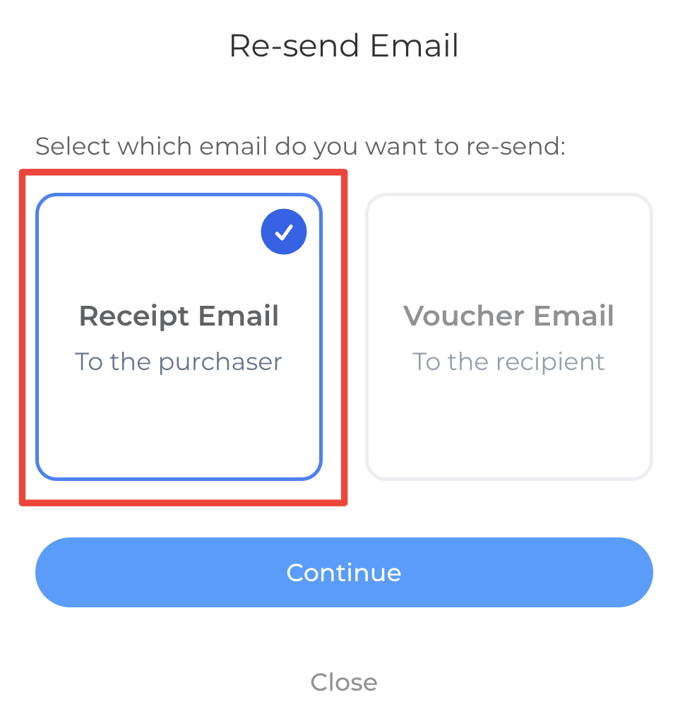 Select Receipt Email