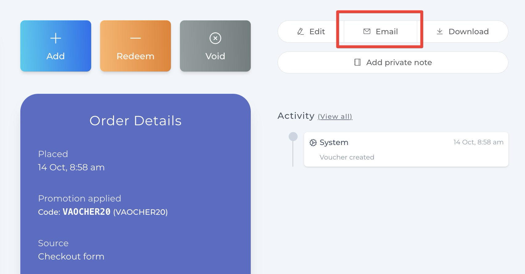 Email Option Button