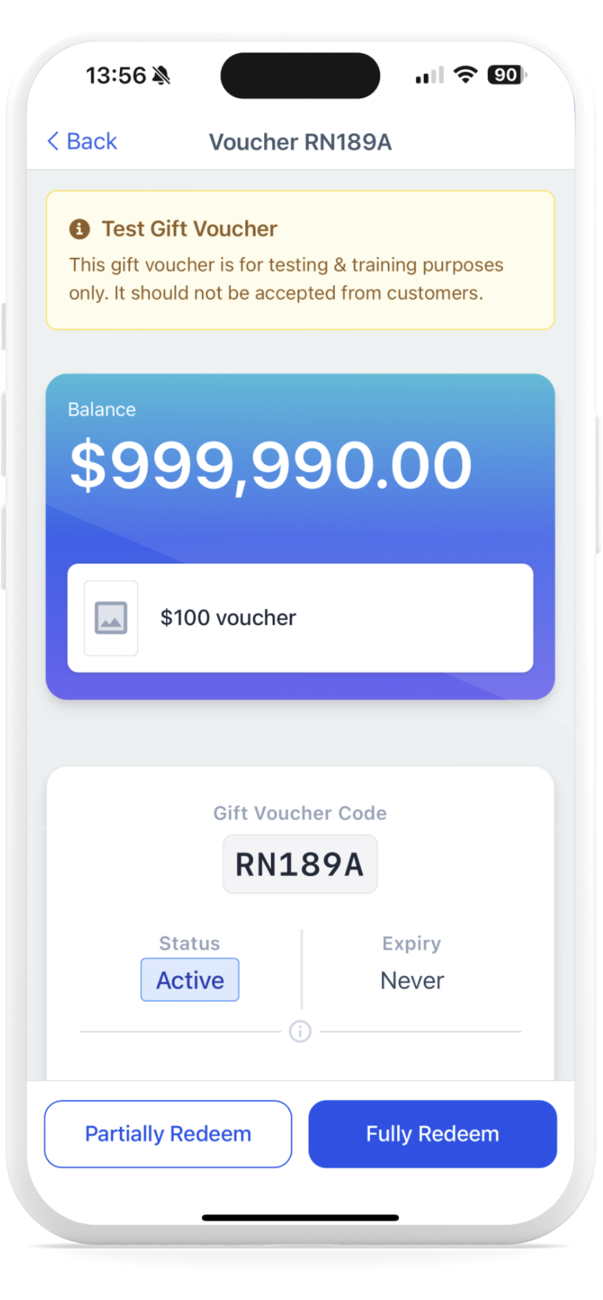 Redeem the Test Voucher
