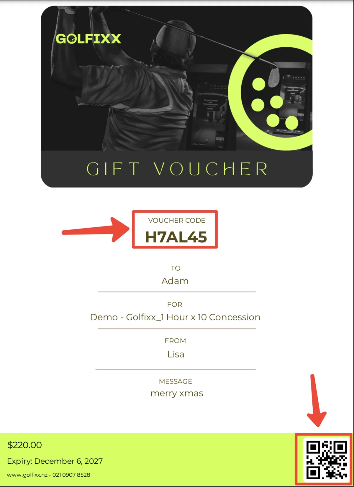 Example of a PDF voucher