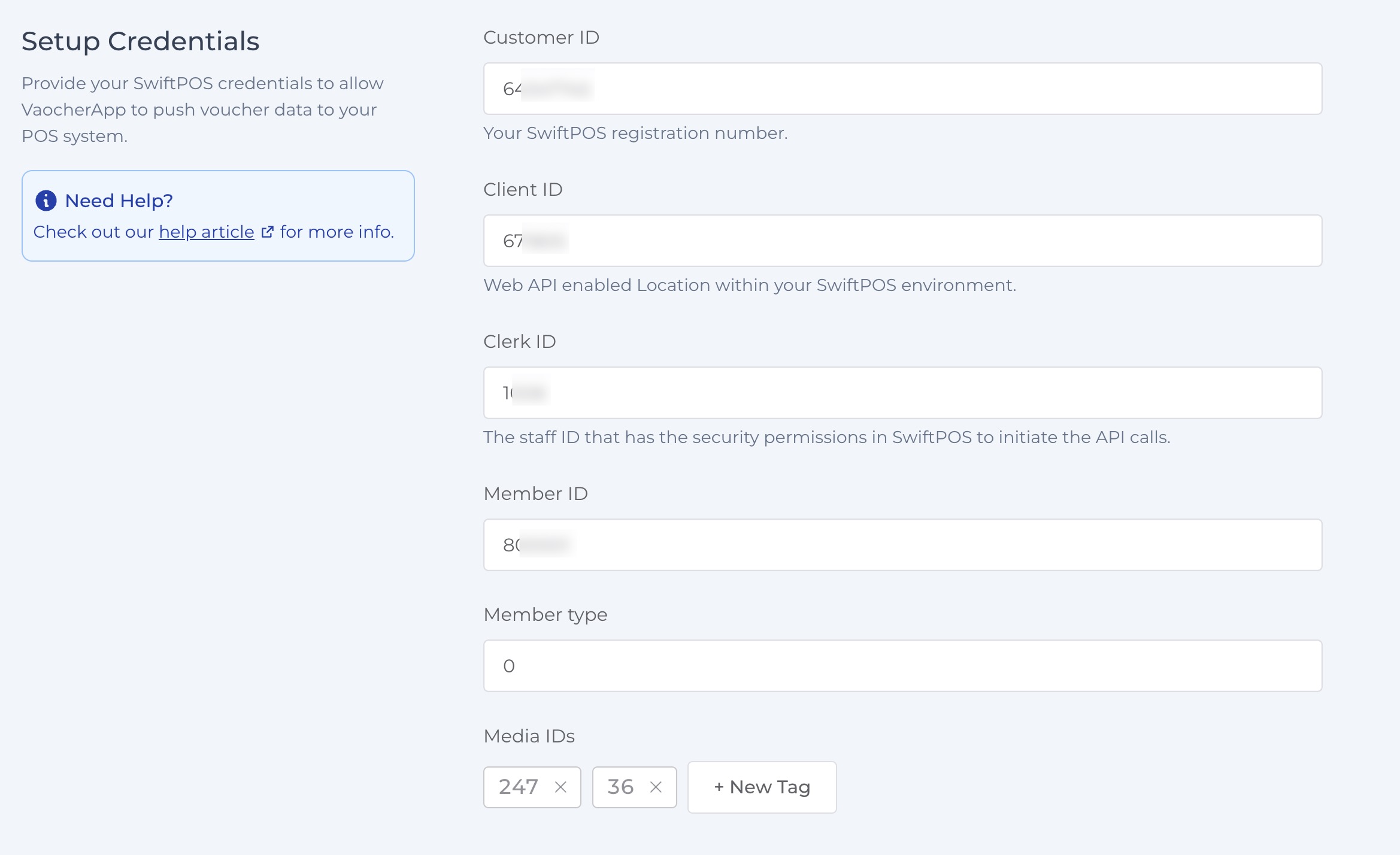 Setup Credentials example