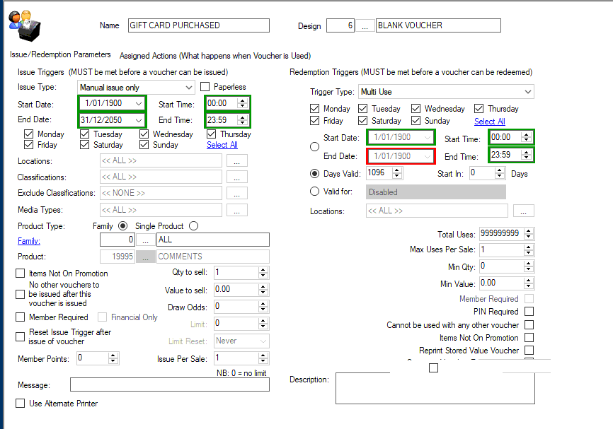 SwiftPOS voucher setup example
