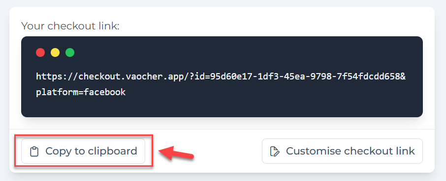 Copy your unique checkout URL
