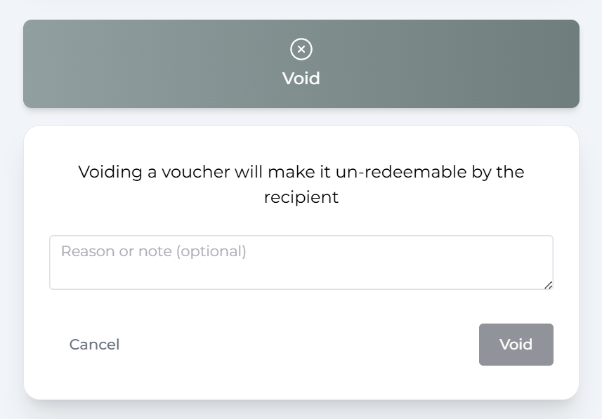 Void gift voucher