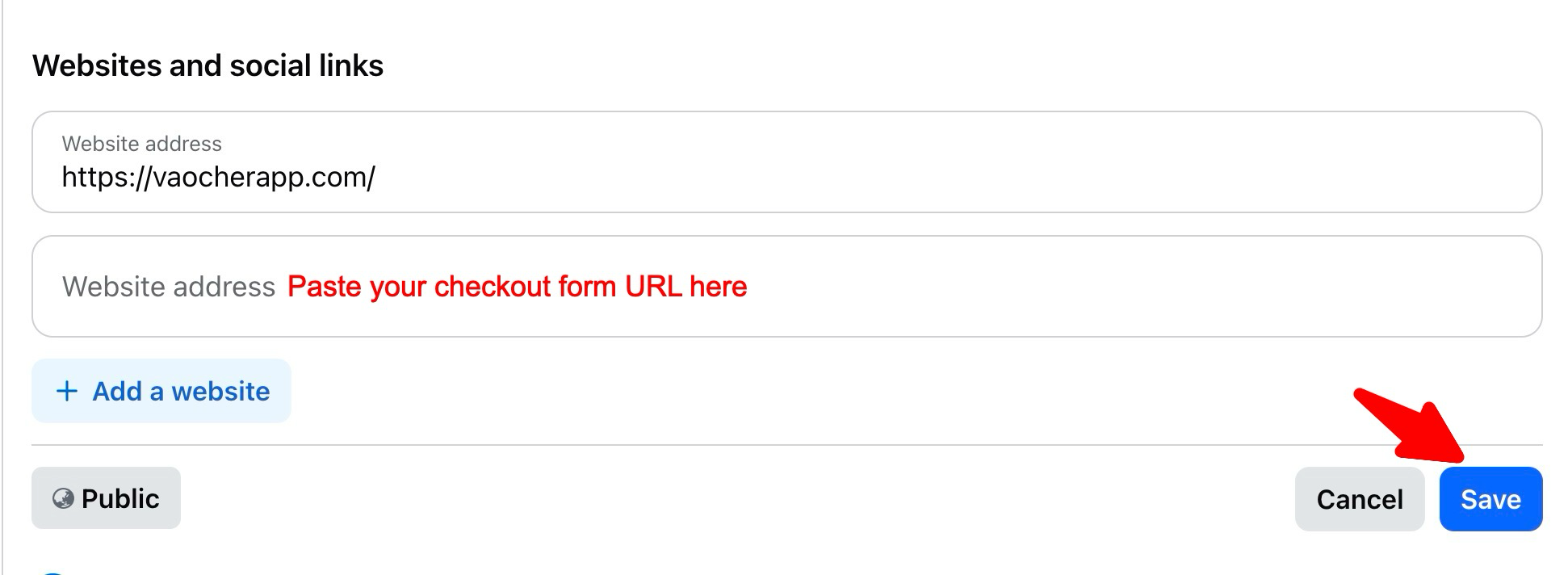 Paste your checkout form URL here
