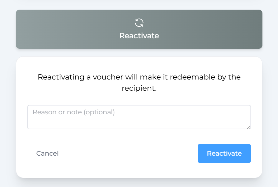 Reactive gift voucher