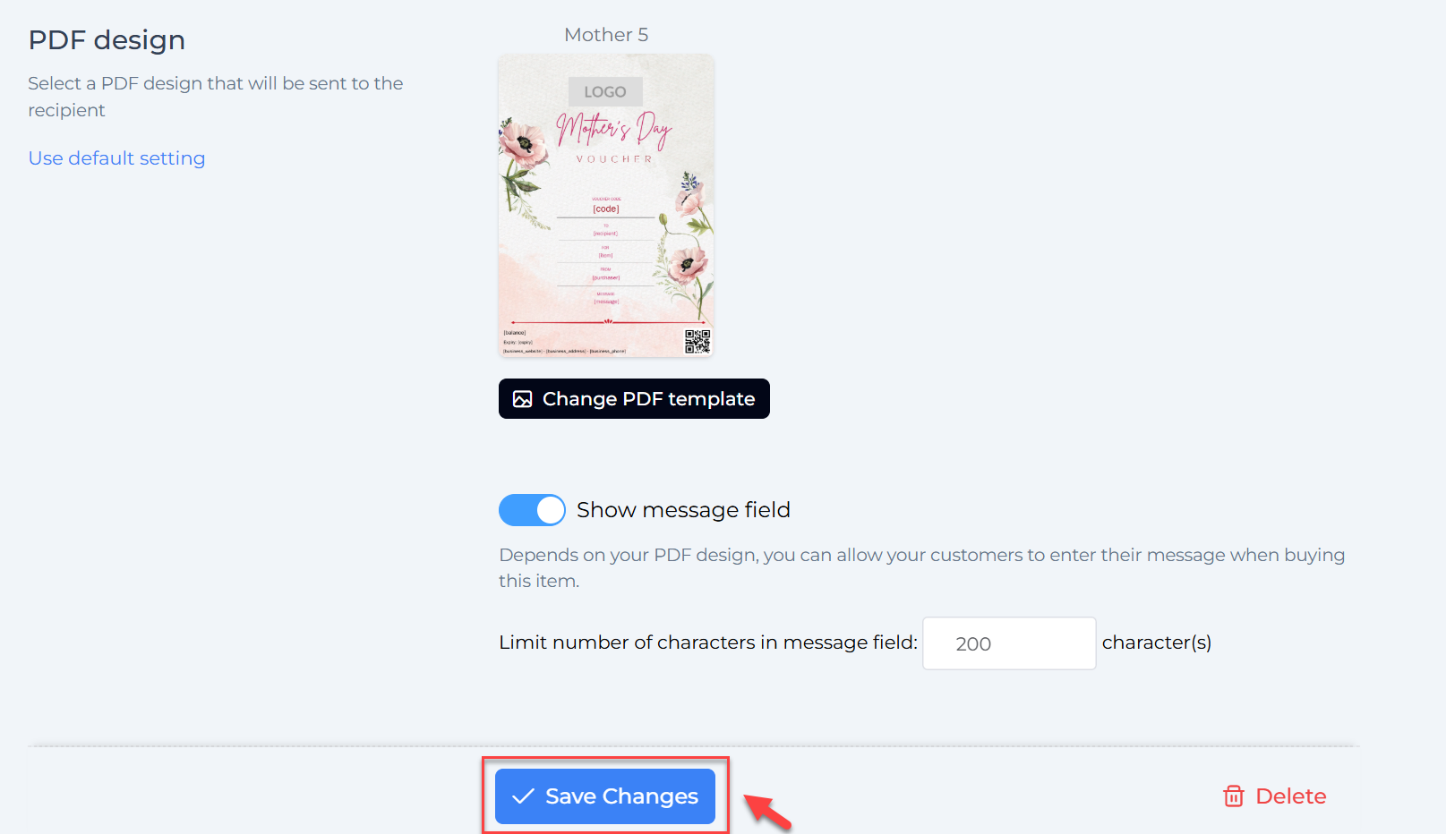 Save changes