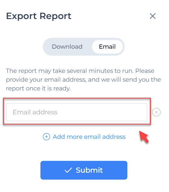 Enter your email address and hit submit