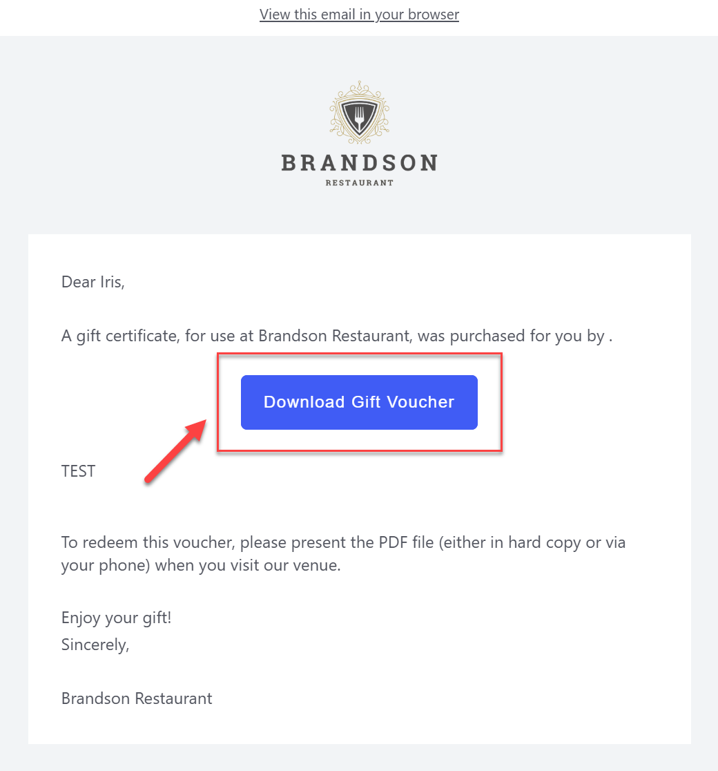 Email with voucher ZIP file