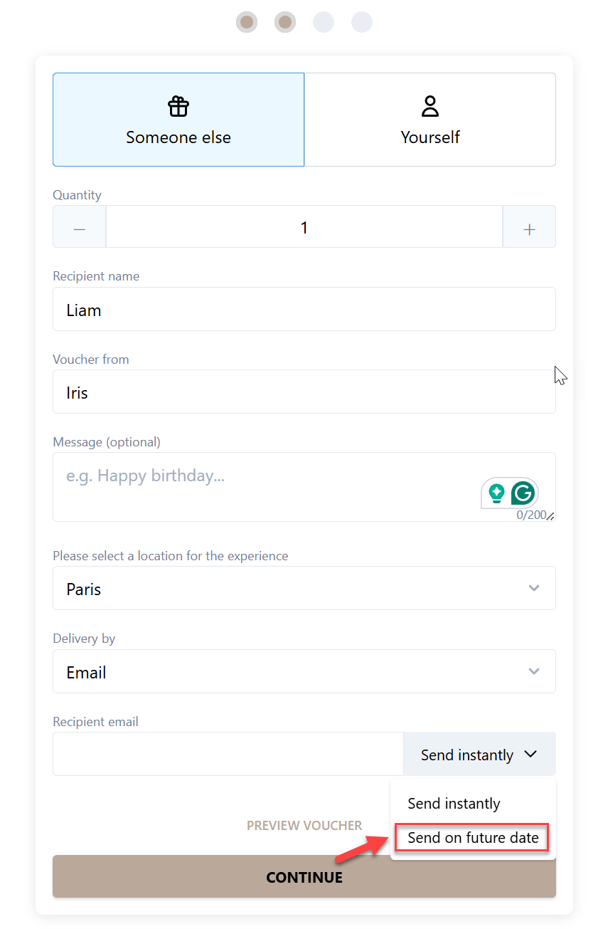 Select future send date