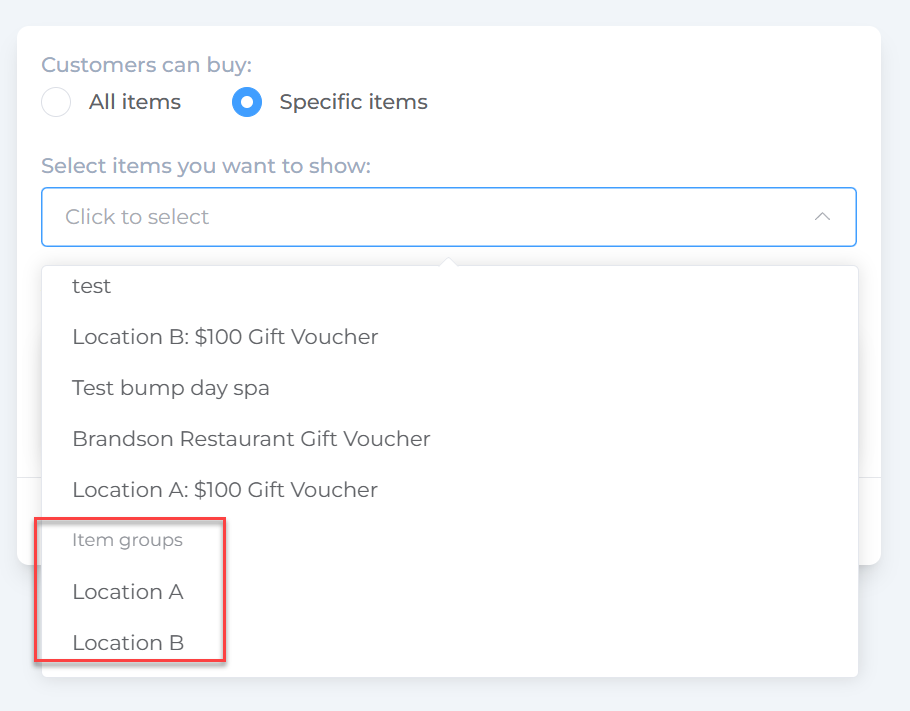 Customize checkout link for location-specific items