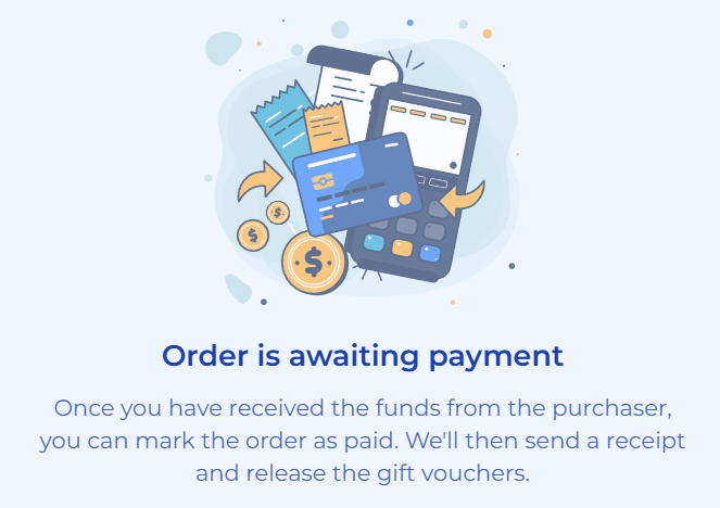 Pending payment order status on dashboard