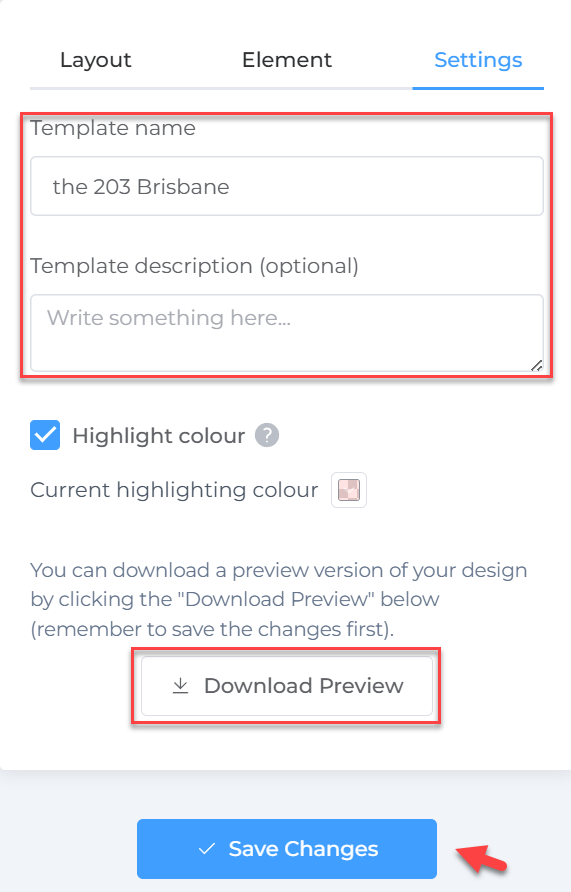 Save and preview your PDF voucher design
