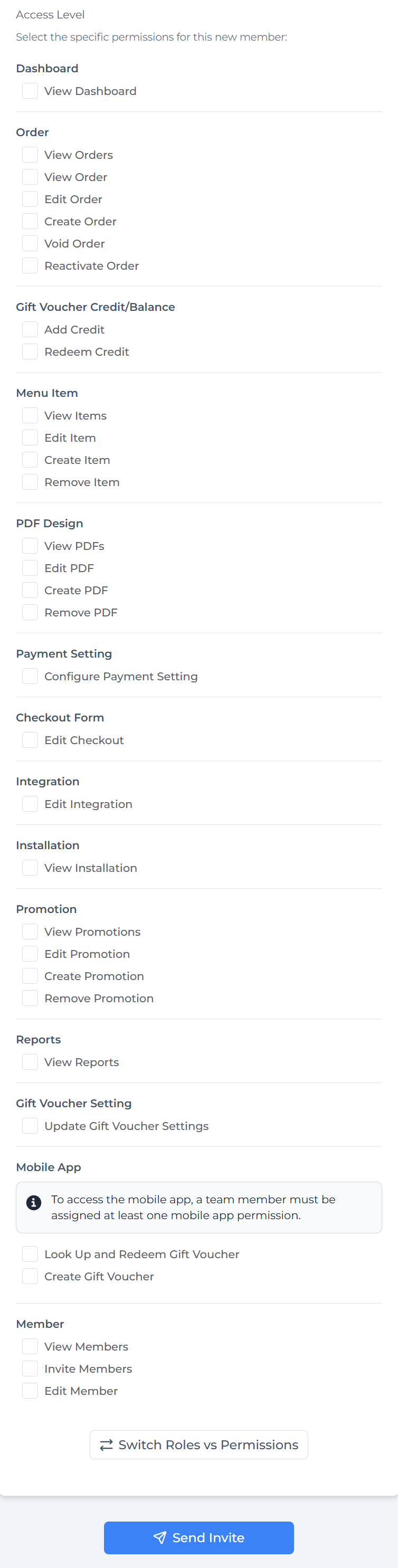 Manage team members screenshot