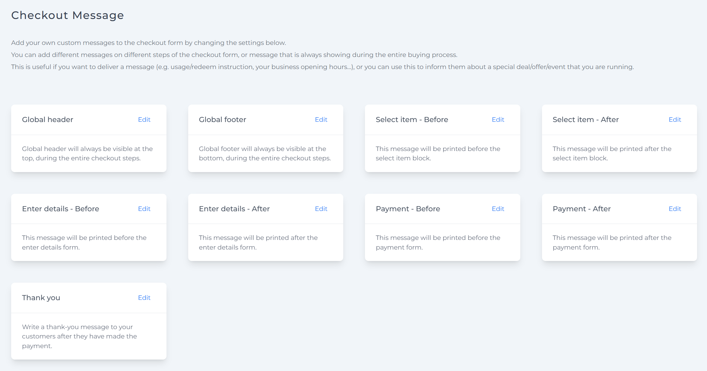 Checkout Message Editor