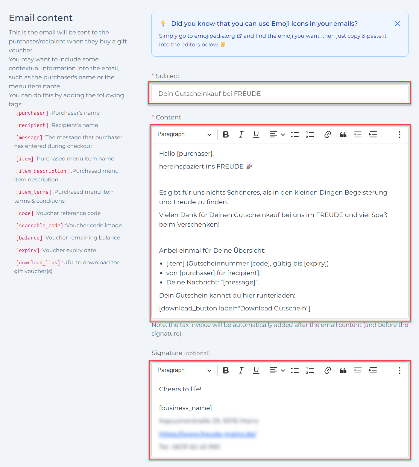 Customize Email Templates