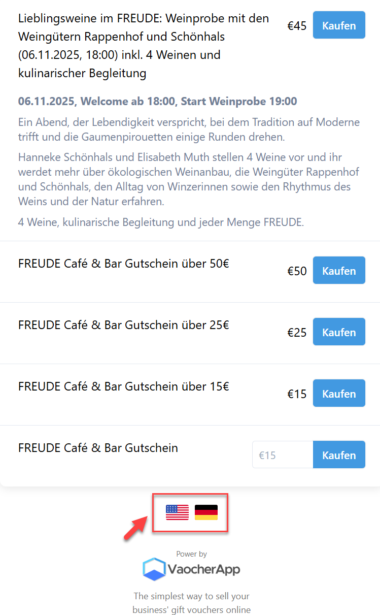 Preview the Gift Voucher in German