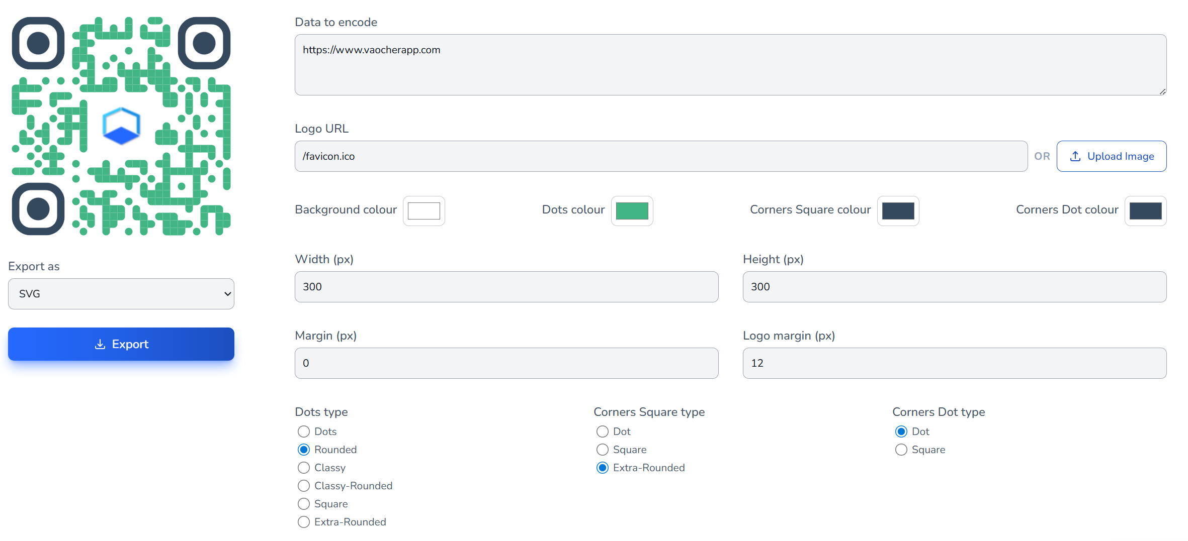 VaocherApp QR Code Generator Customization Tool