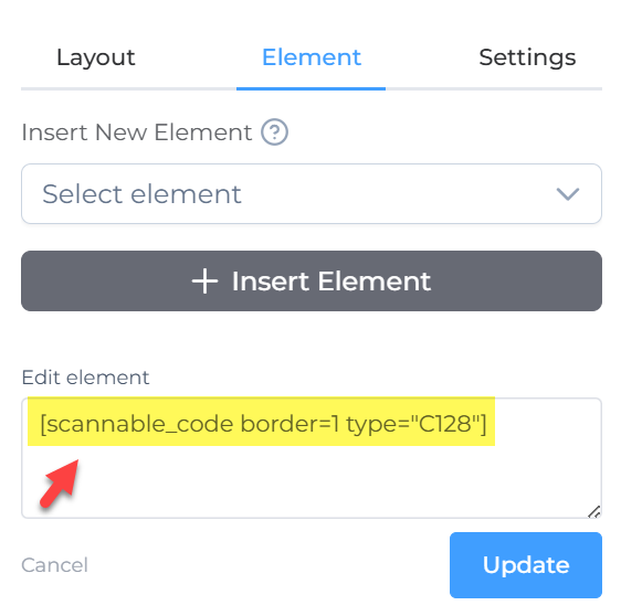 Shortcode changed to barcode format