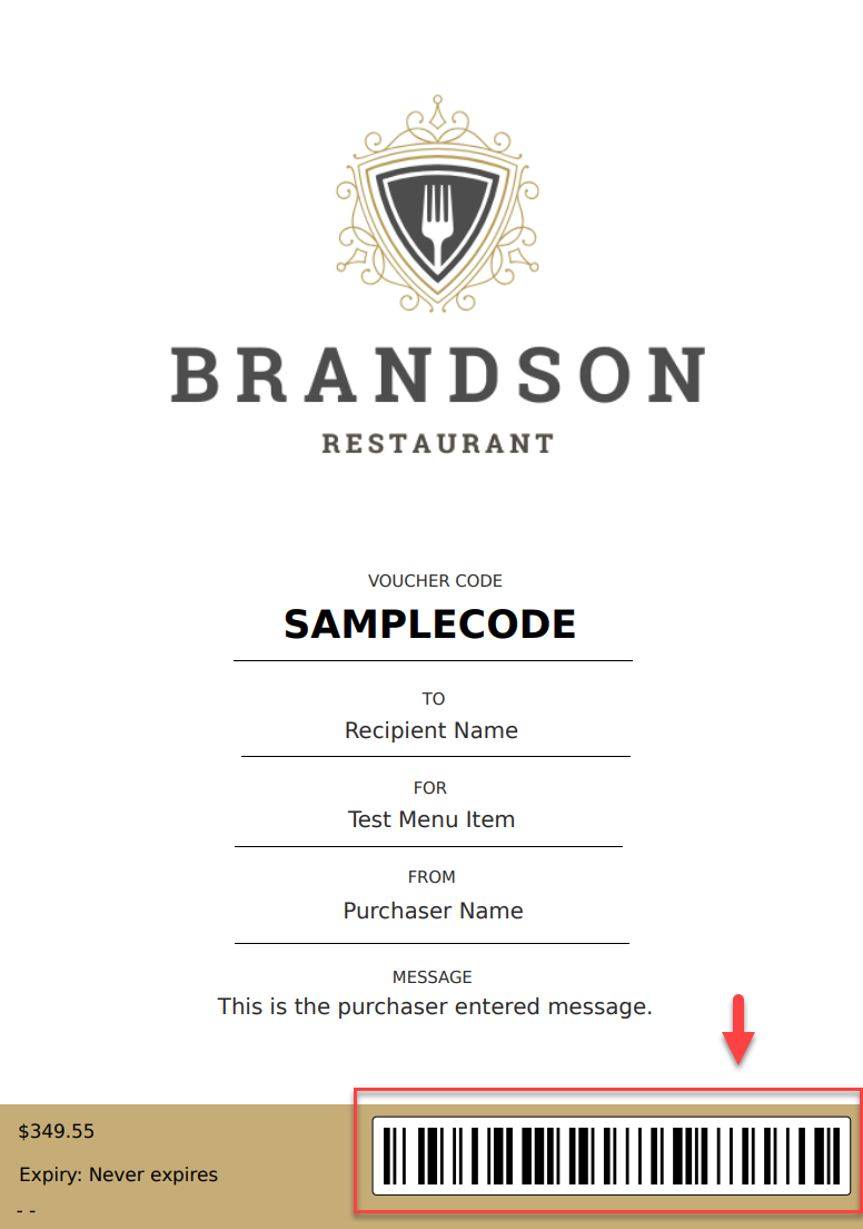 Voucher preview with barcode