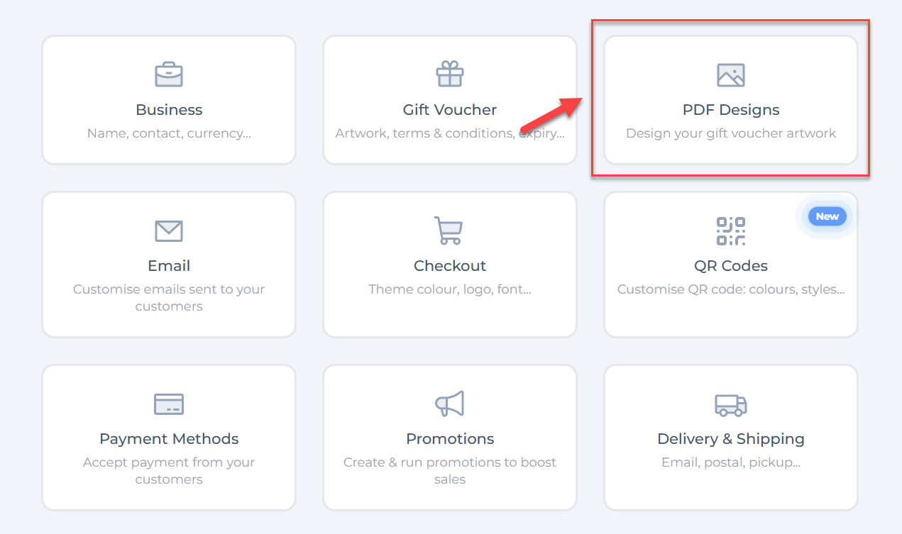 Access PDF Designs in VaocherApp Settings