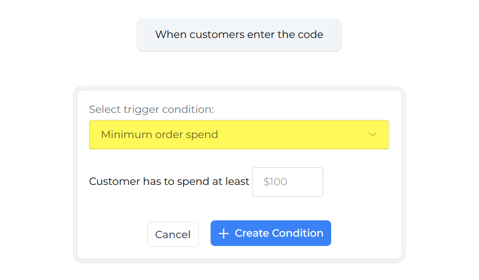 Minimum order spend condition