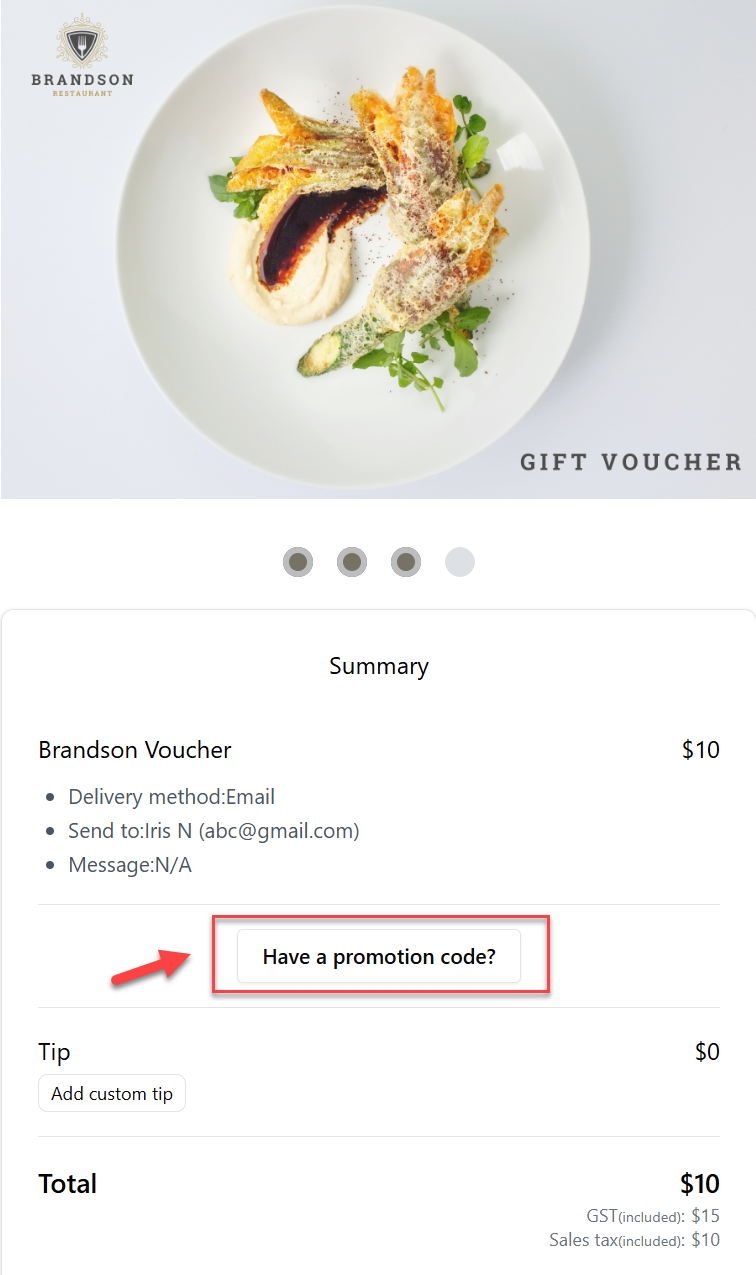 Have a promotion code button in checkout