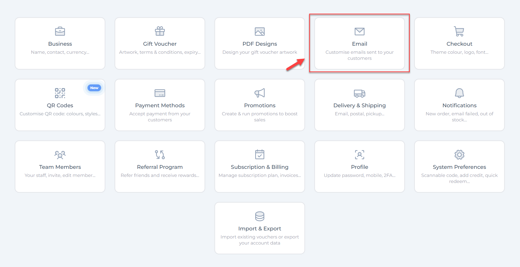 Email Customization Section in VaocherApp Dashboard