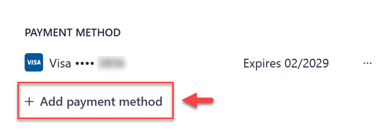 Edit payment method button and Add payment method option