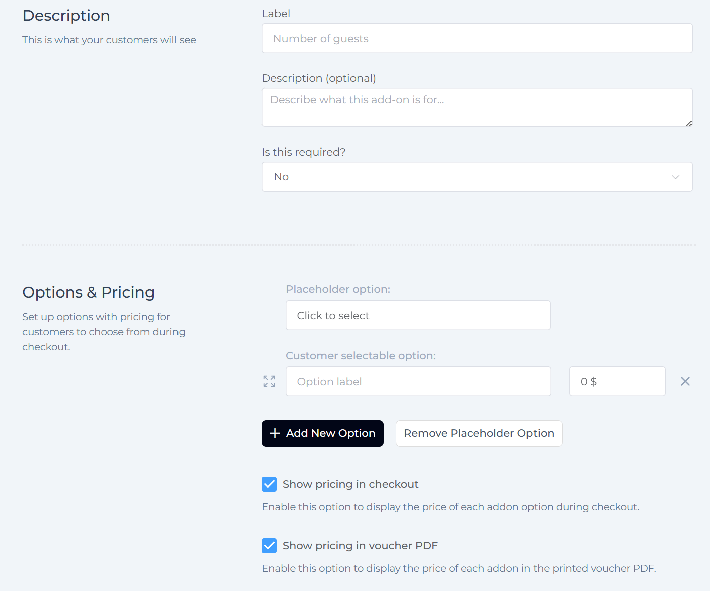 Add-ons settings