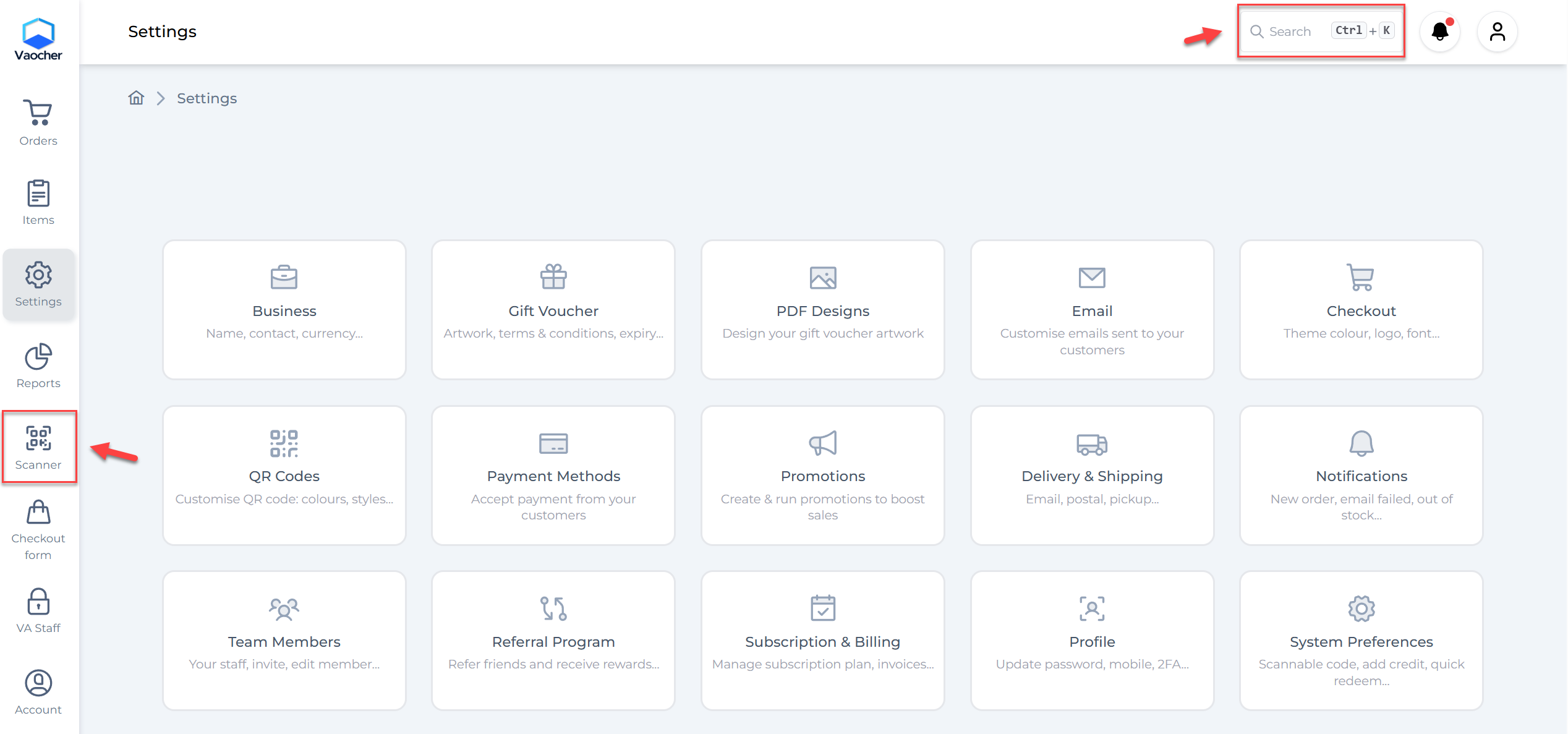 Search or scan voucher in VaocherApp