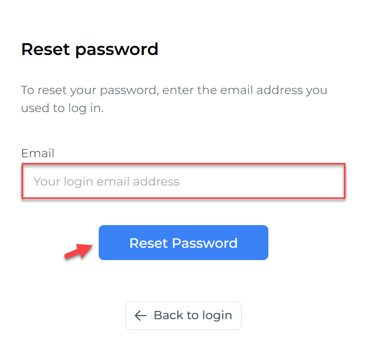 Enter email to reset VaocherApp password