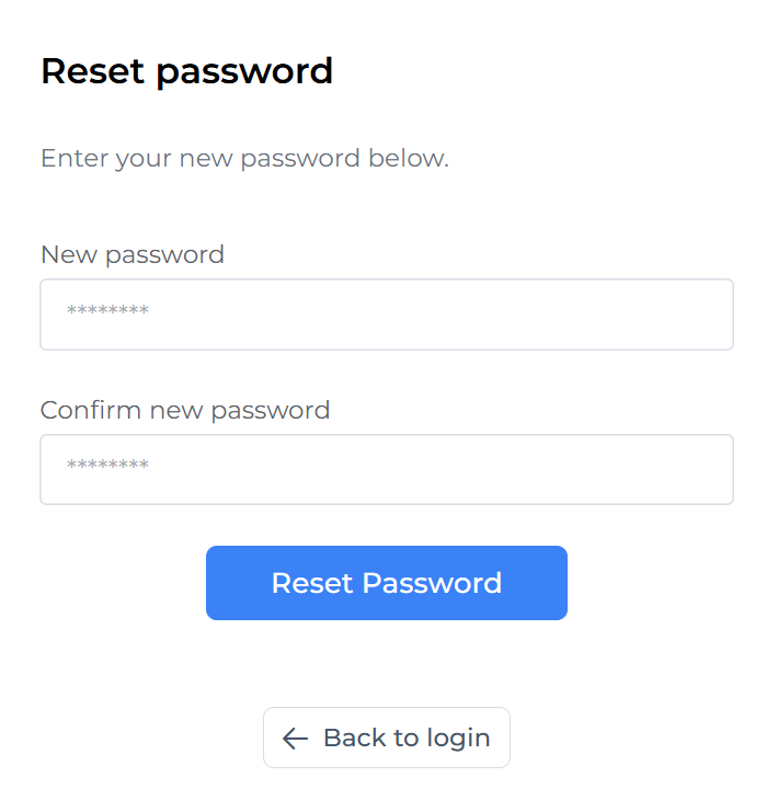 Enter new password and click reset password VaocherApp