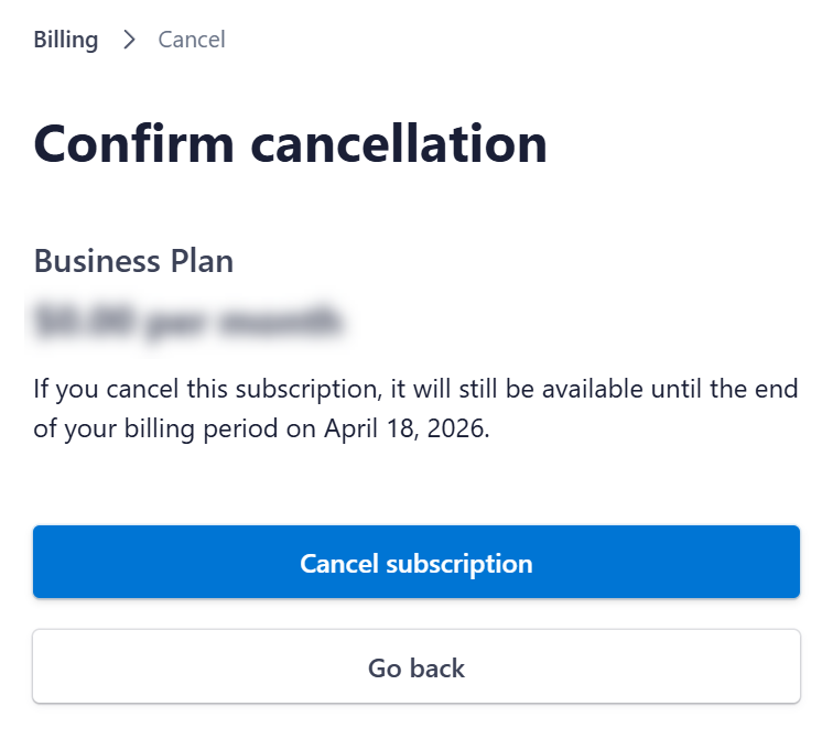 Confirm cancel subscription VaocherApp