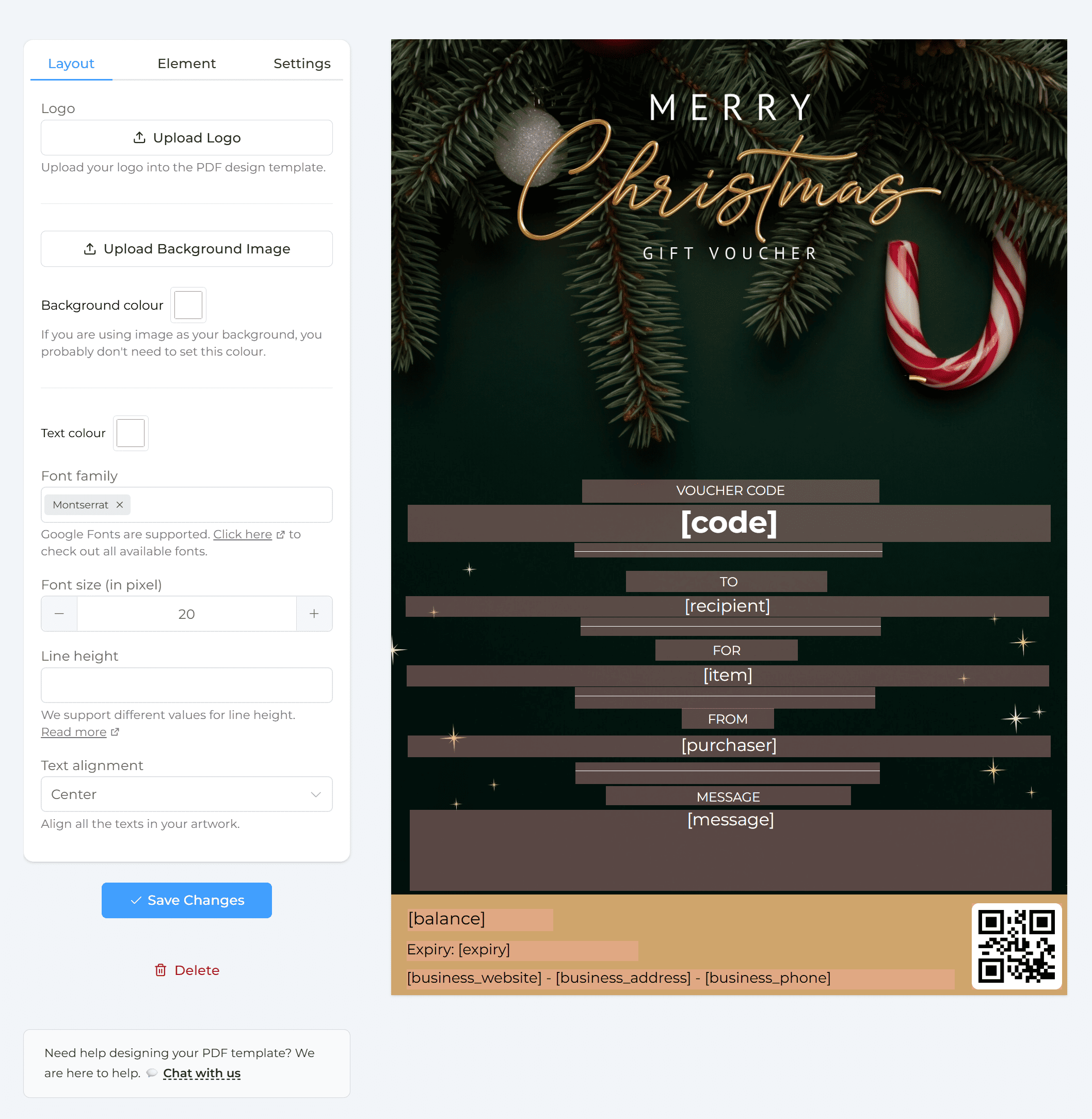 PDF voucher design page