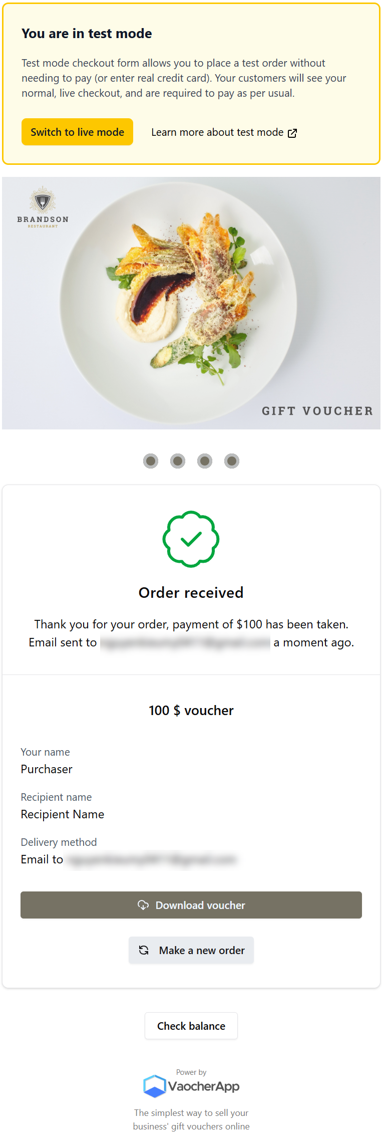 Completed test order