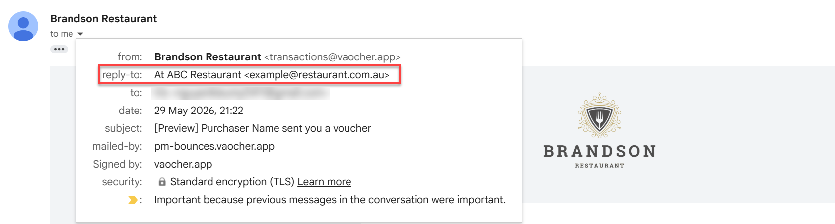 Received email