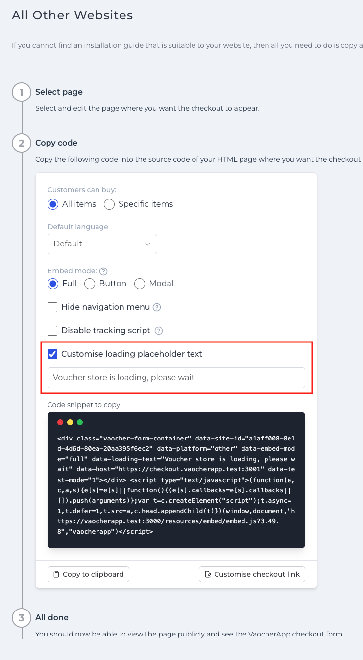 Custom loading placeholder text while loading