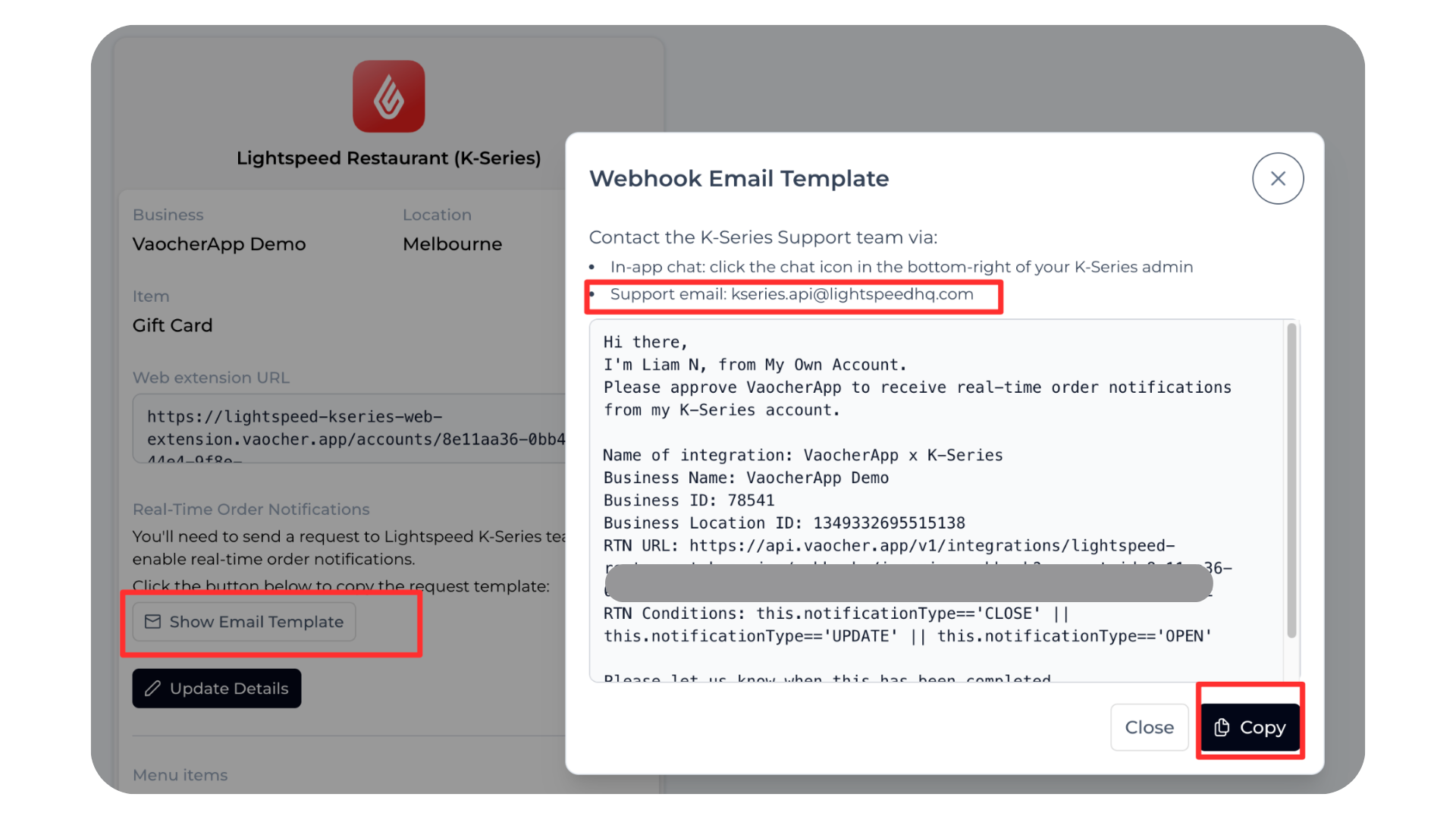 Email Template to Enable RTN