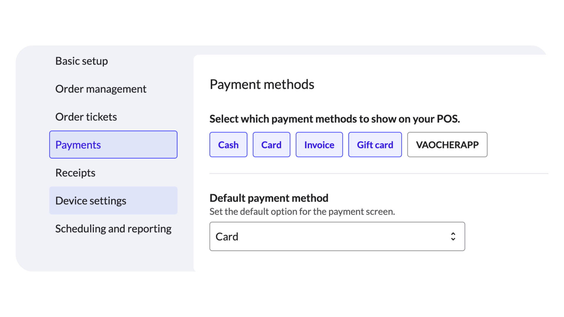POS Configuration - Payments