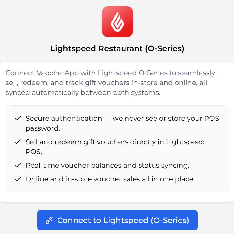 Connect to Lightspeed (O-Series) button