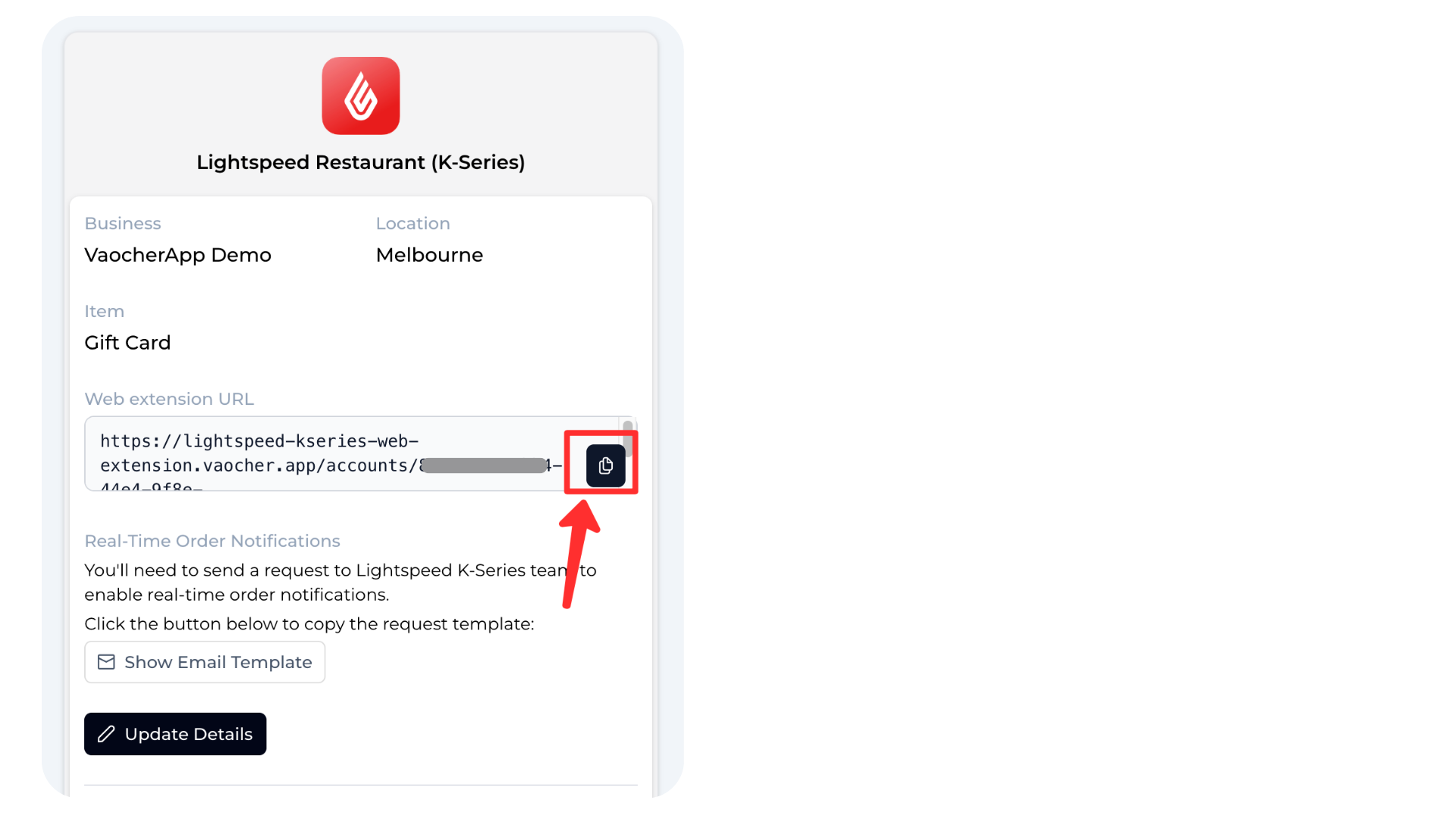 Copy Web extension URL