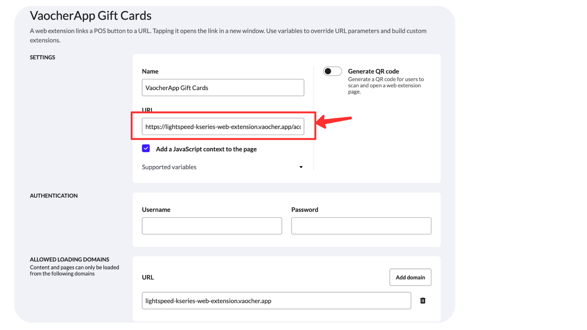 Configure VaocherApp Web Extension