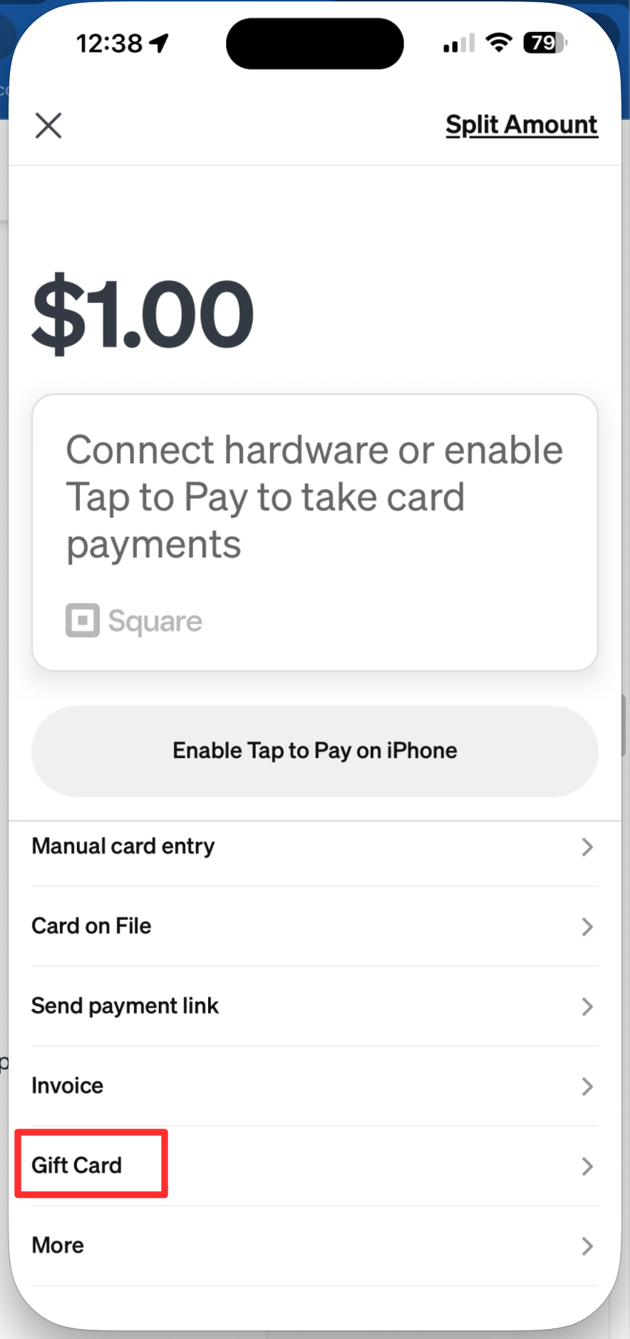 Redeem gift card in Square